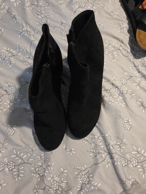 Old Navy Black Suede Ankle Booties